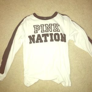 Women’s PINK long sleeve white/black top